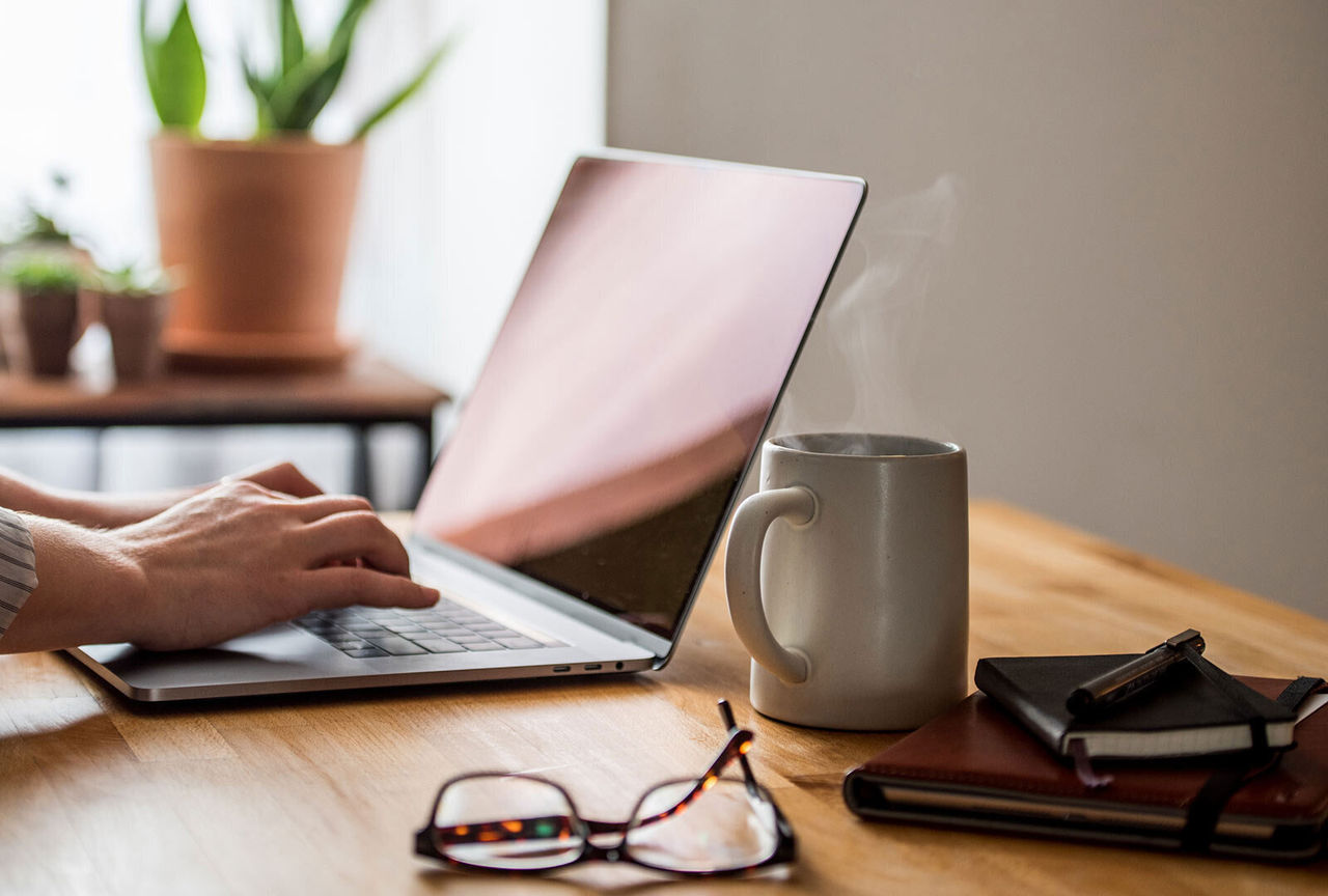 Young woman working from home