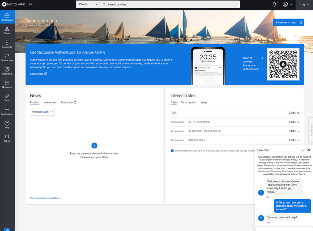 Adviser online live chat