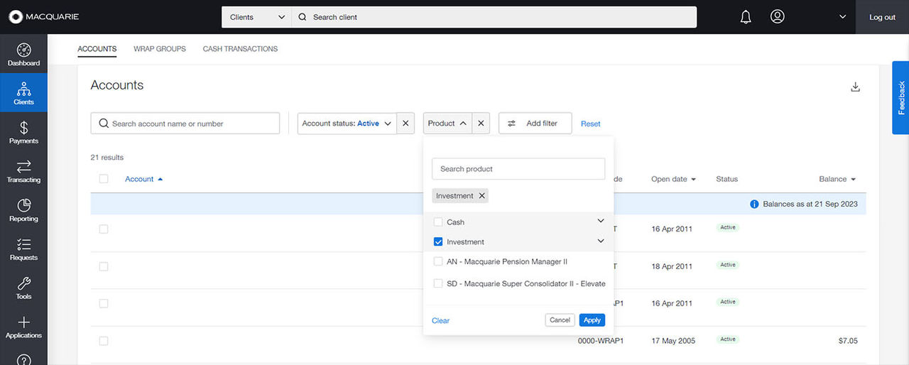 dropdown filter