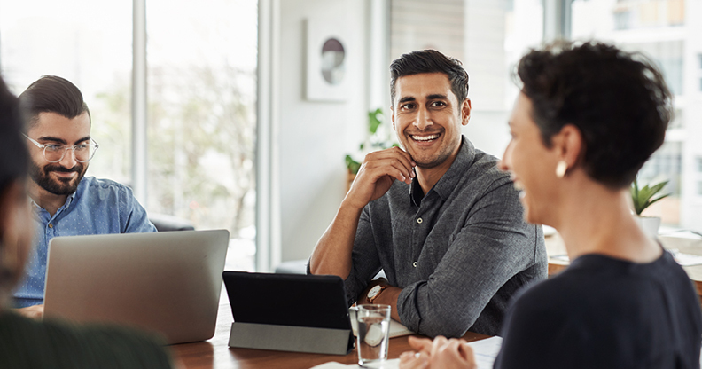 People in team meeting office