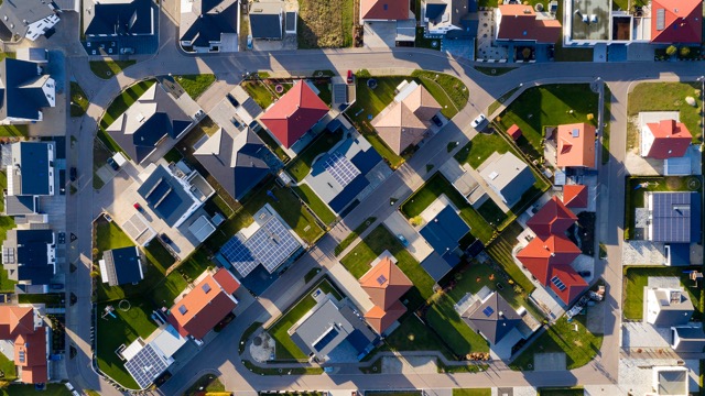 Aerial view of suburbs