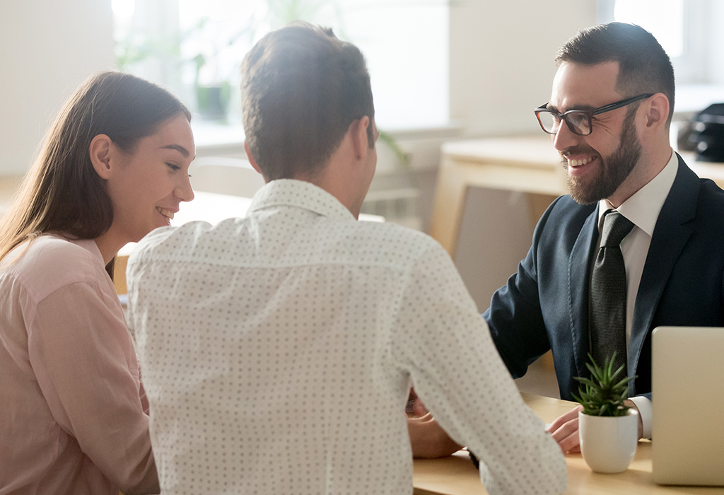 Adviser talking to clients