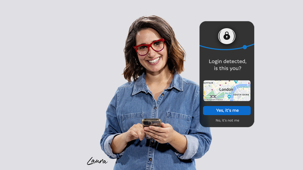 Hand holding a phone outside with the Macquarie authenticator app open