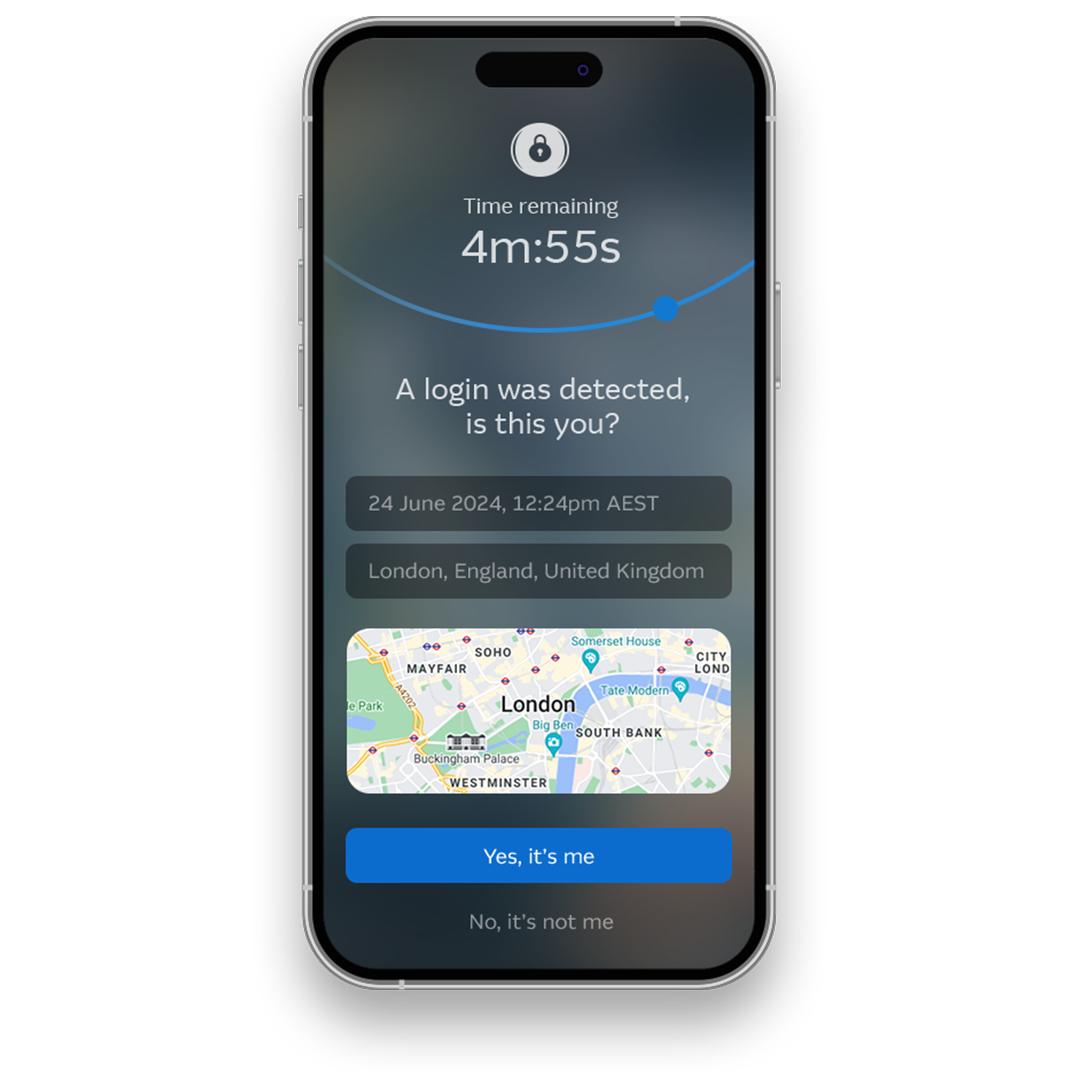 Macquarie Authenticator login detected screen