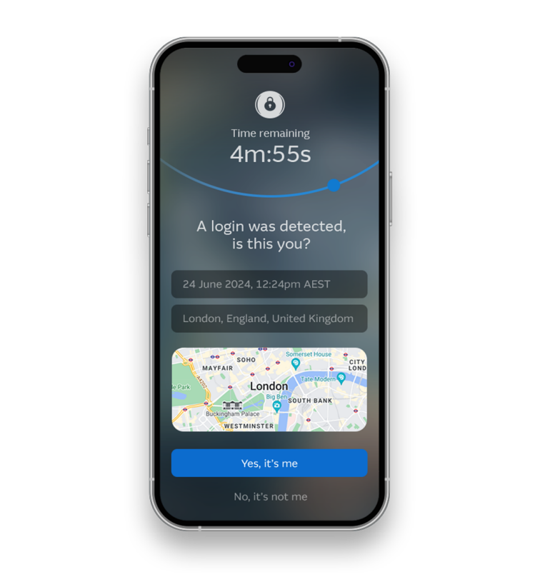 Macquarie Authenticator login detected screen