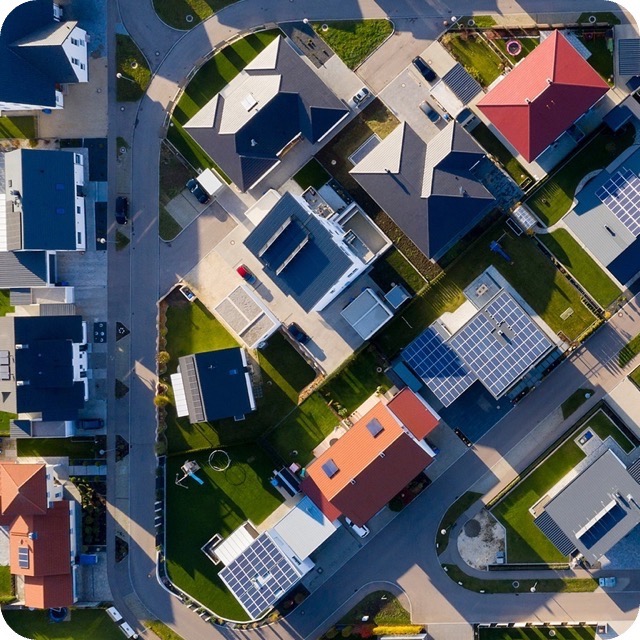 Aerial view of typical suburb in Australia
