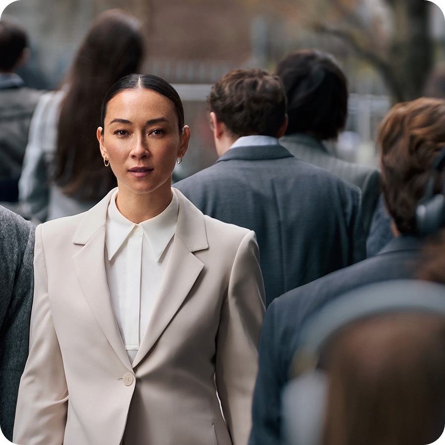Business woman in crowd