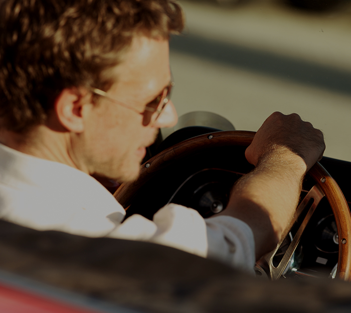 Man Driving Vintage Car