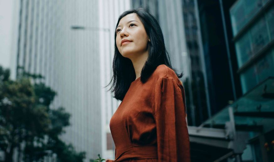 Stock photo of Asian woman in the city