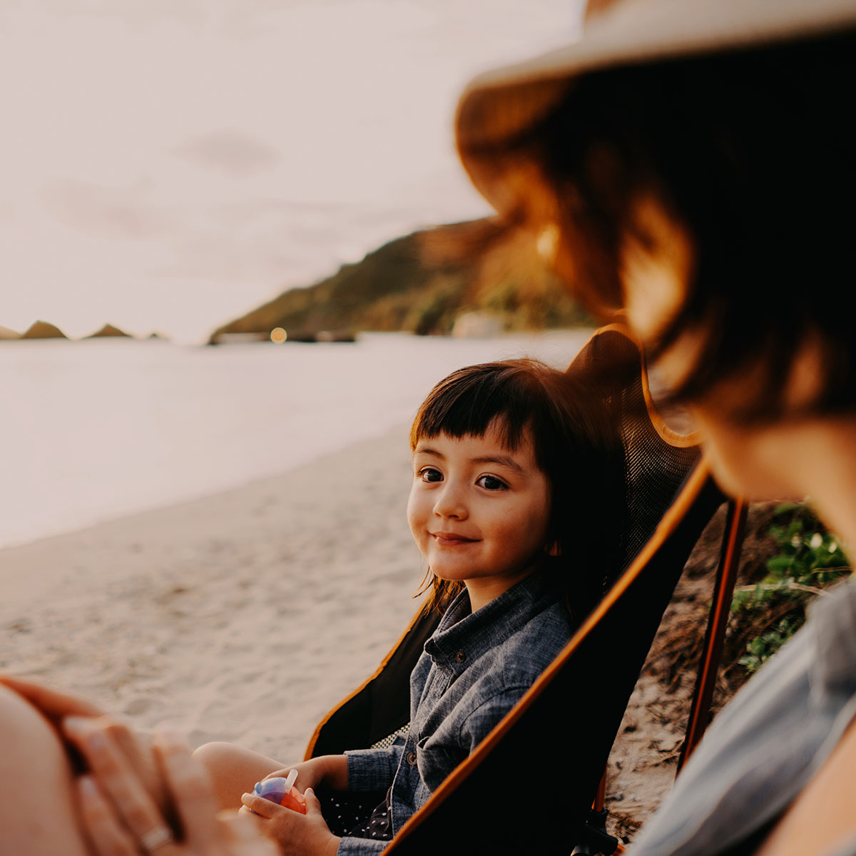 mother and daughter on beach
